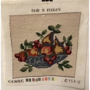 Cewec C153-2 Needlepoint Canvas Fruit Bowl Panel Only 9” X 8 1/2”